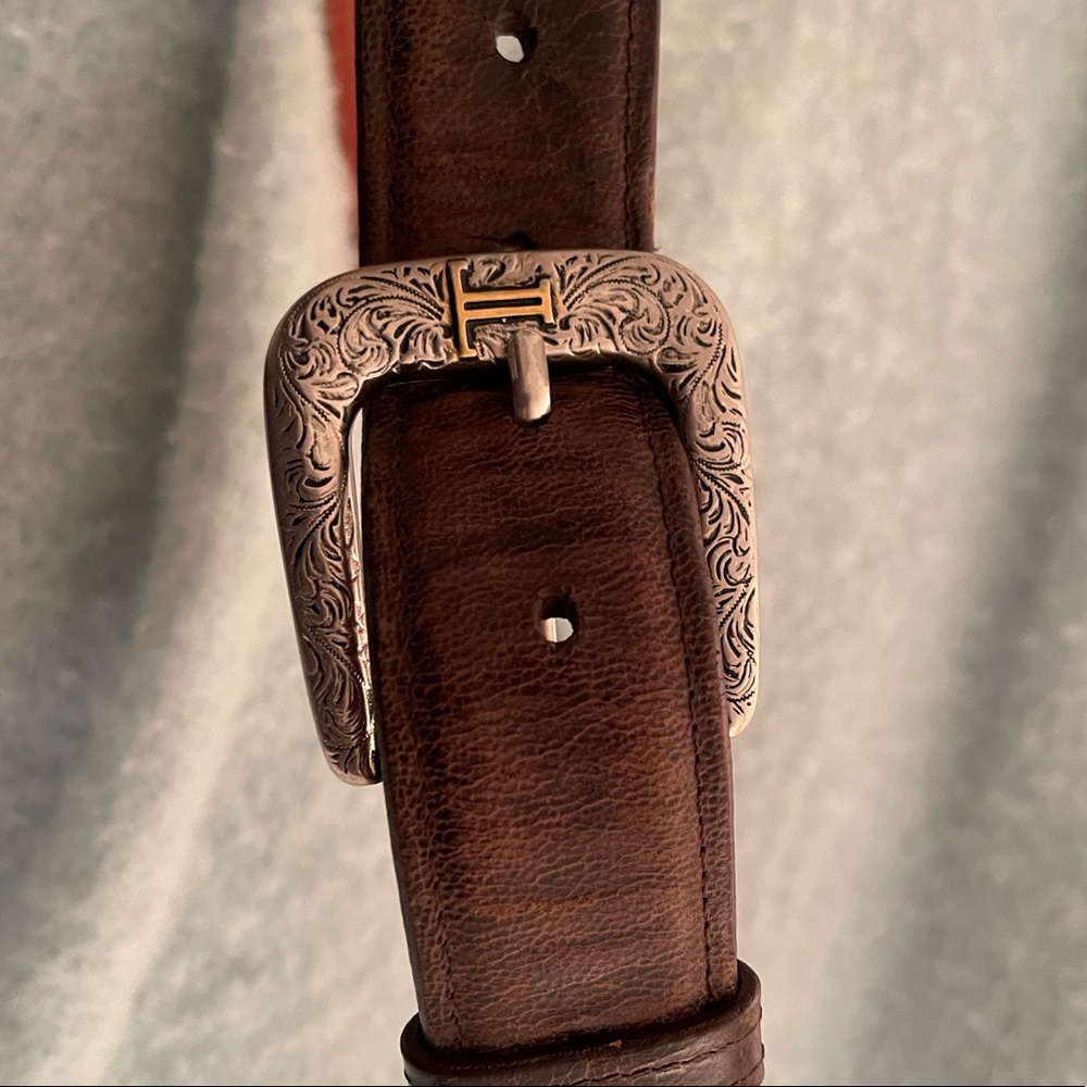 Lucchese Smooth Goat Brown Leather Belt.  Size 36.